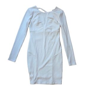 Guess White Long Sleeve Corset Style Ribbed Mini Knee Length Dress